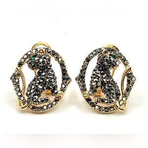 Black Cat Hematite Drop Post Earrings